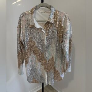 12th Tribe Cream Button-Up Shirt and Skirt set